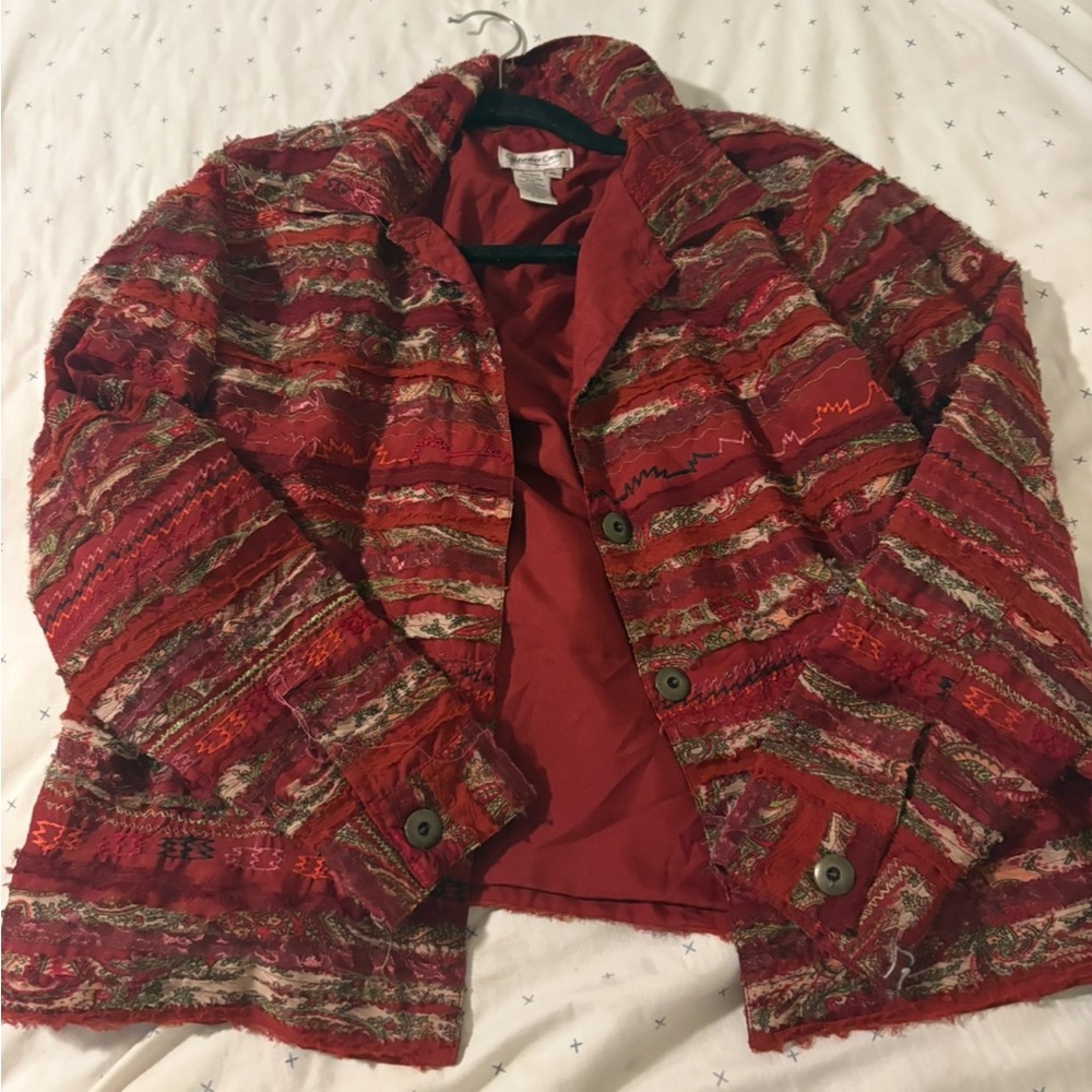 Vintage Patchwork Red Women's Jacket - image 1
